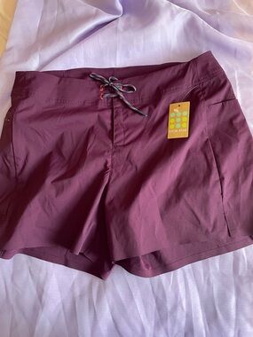 Title Nine Plum swim Shorts with Multicolor Tie